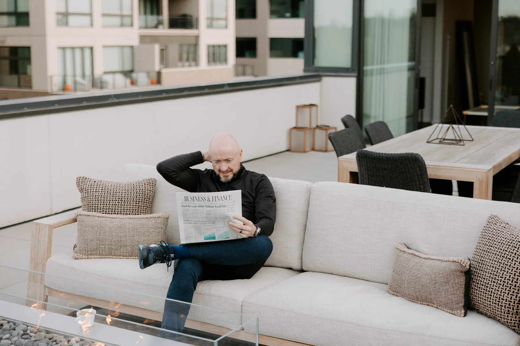 Darrell Adolph reading a business publication